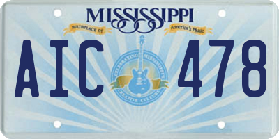 MS license plate AIC478
