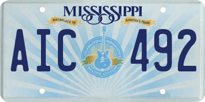 MS license plate AIC492