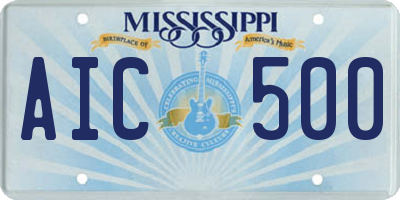 MS license plate AIC500