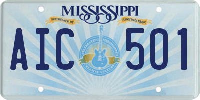 MS license plate AIC501