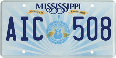 MS license plate AIC508