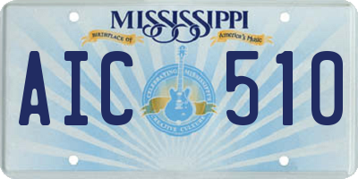 MS license plate AIC510