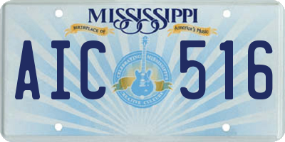 MS license plate AIC516