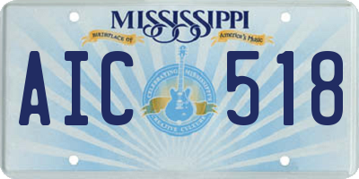 MS license plate AIC518