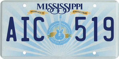 MS license plate AIC519