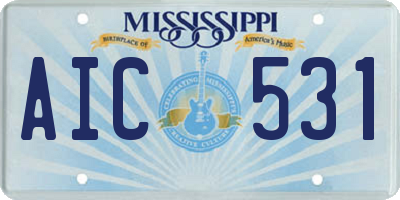 MS license plate AIC531