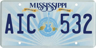 MS license plate AIC532