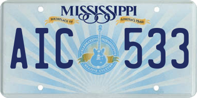 MS license plate AIC533