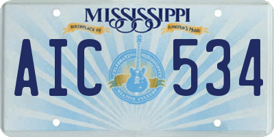 MS license plate AIC534