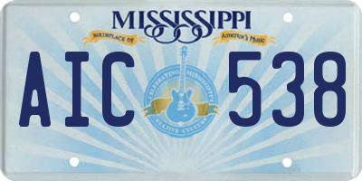 MS license plate AIC538