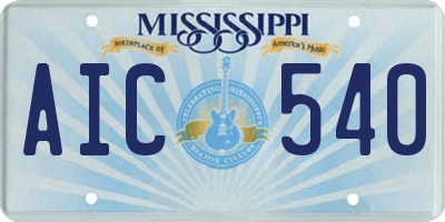 MS license plate AIC540