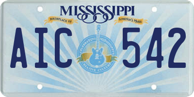 MS license plate AIC542