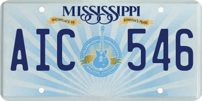 MS license plate AIC546