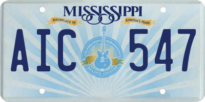 MS license plate AIC547