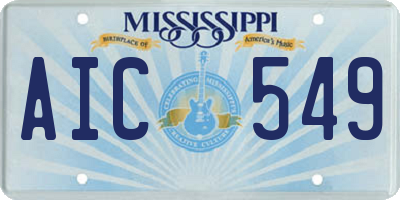 MS license plate AIC549