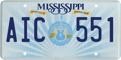 MS license plate AIC551