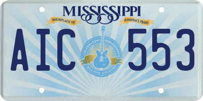 MS license plate AIC553