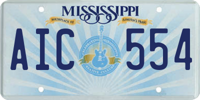 MS license plate AIC554
