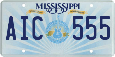 MS license plate AIC555