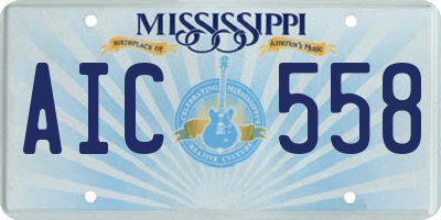 MS license plate AIC558