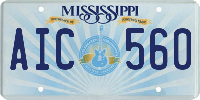 MS license plate AIC560