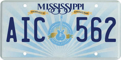 MS license plate AIC562