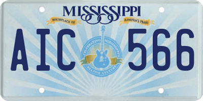 MS license plate AIC566