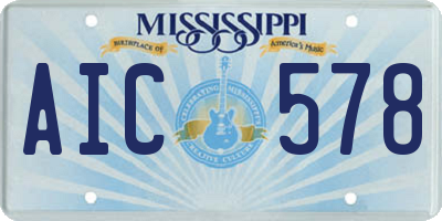 MS license plate AIC578