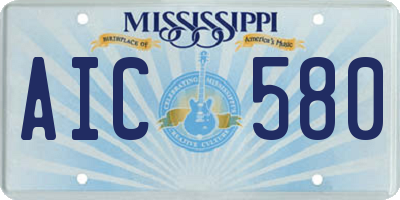 MS license plate AIC580