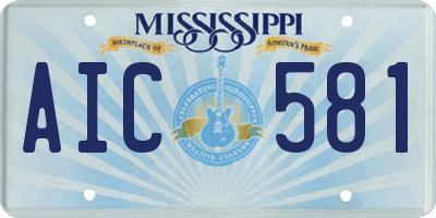 MS license plate AIC581