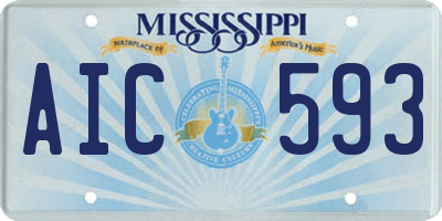 MS license plate AIC593