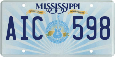 MS license plate AIC598