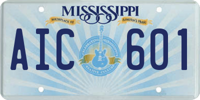 MS license plate AIC601