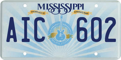 MS license plate AIC602