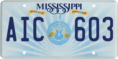 MS license plate AIC603