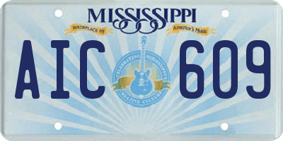 MS license plate AIC609
