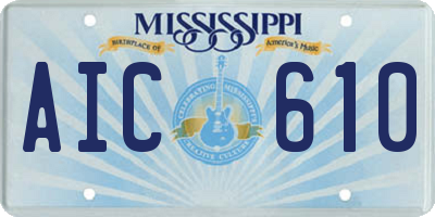 MS license plate AIC610