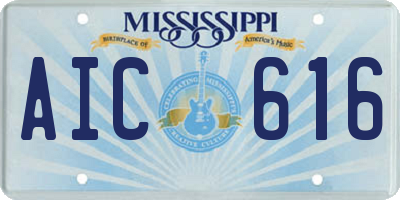 MS license plate AIC616