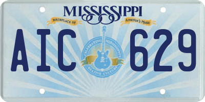 MS license plate AIC629