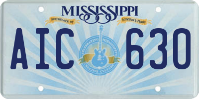 MS license plate AIC630