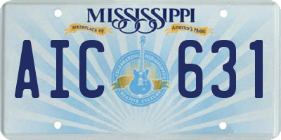 MS license plate AIC631