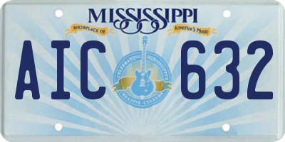 MS license plate AIC632