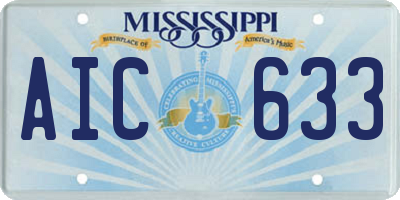 MS license plate AIC633