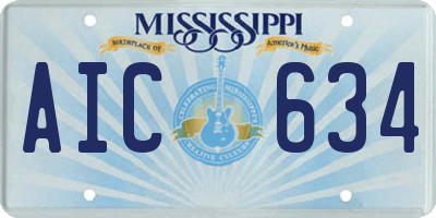 MS license plate AIC634