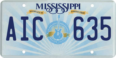 MS license plate AIC635