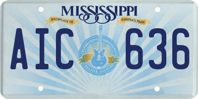 MS license plate AIC636