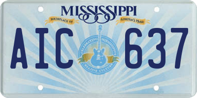 MS license plate AIC637
