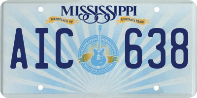 MS license plate AIC638
