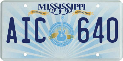 MS license plate AIC640