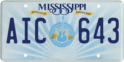 MS license plate AIC643